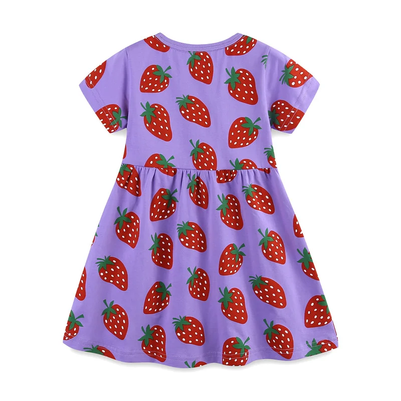 Zeebread New Arrival 2-7T Strawbery Children's Girls Dress Hot Selling Short Sleeve Kids Cotton Clothes Toddler Dress Frocks