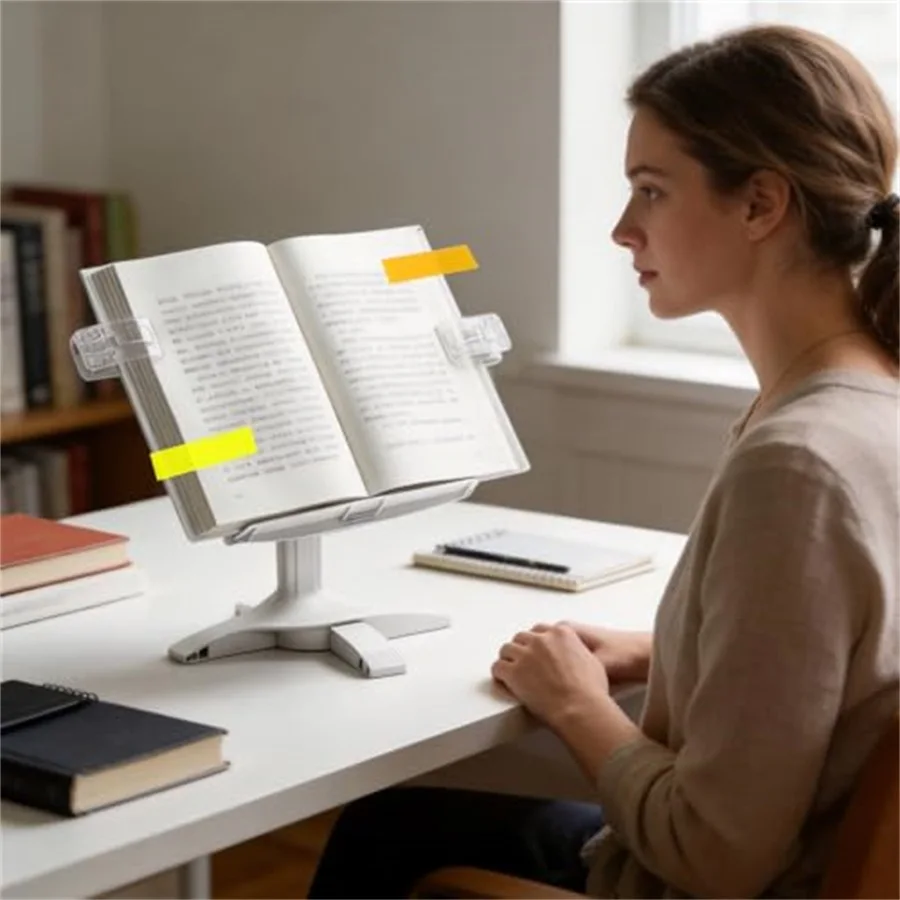 Adjustable 2-In-1 Foldable Desk Book Stand, Multi-Angle Adjustable Reading Holder For Books Tablets Phones Music Sheets