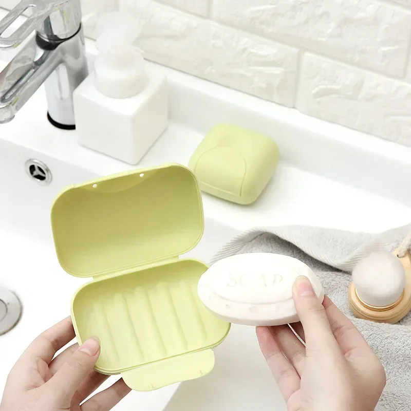 1Pcs Candy Color Portable Soap Dish Box Case Bath Bowl Plate Case Home Shower Travel Hiking Holder Container Soap Box