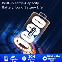 Casque de moto V5.3 avec écouteurs Bluetooth, commande vocale, appel mains libres sans fil, écouteurs IPx6 1000mah avec lumière ambiante 4