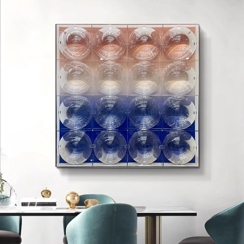Hotel background wall decorative painting light luxury high sense acrylic installation painting designer niche art hanging