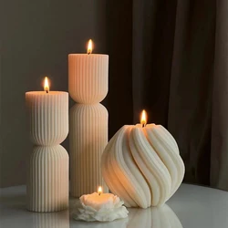 Candele Decorative per la casa di grandi dimensioni nordiche candele profumate a vortice di arte geometrica decorazioni per la stanza candela di decorazione di lusso estetica bianca