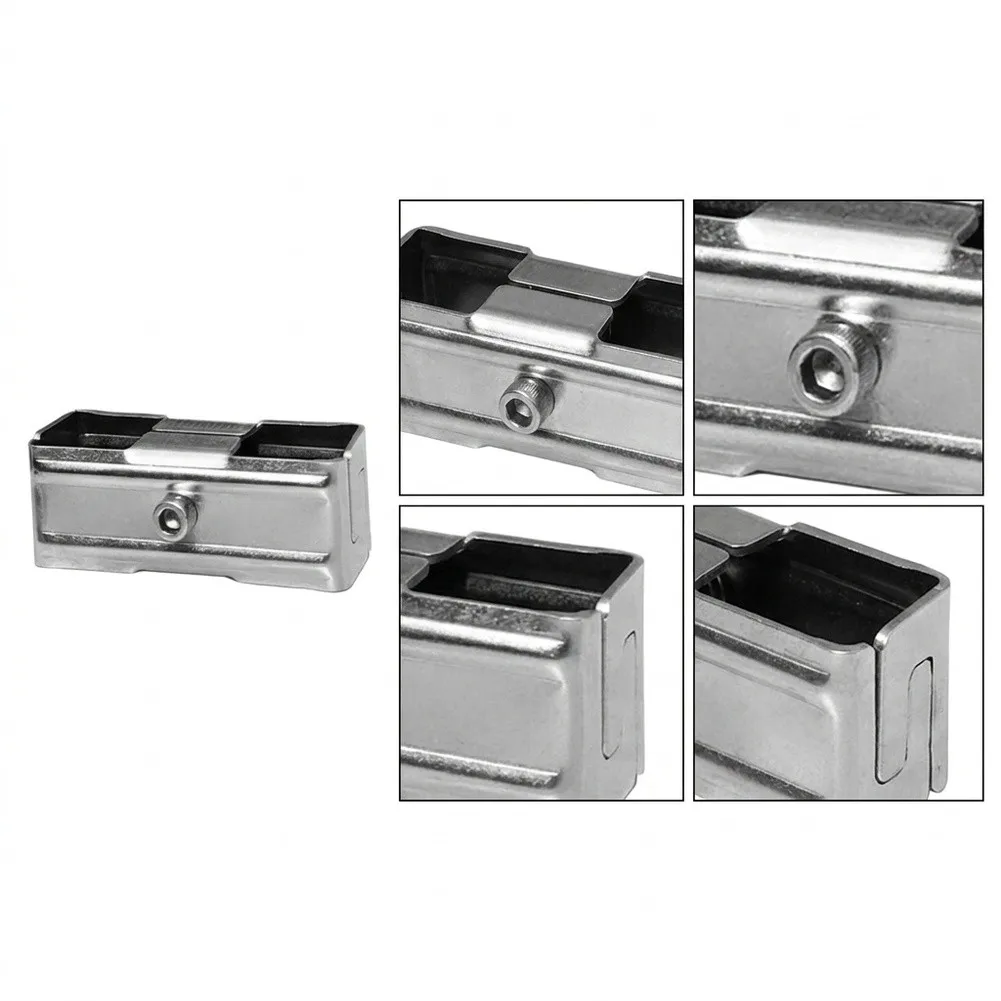 Stainless Steel 201 25x25mm Square Tube Joint 6pcs 3.19in Long with Dual Through Holes 25mm and 26mm for Structural Integration