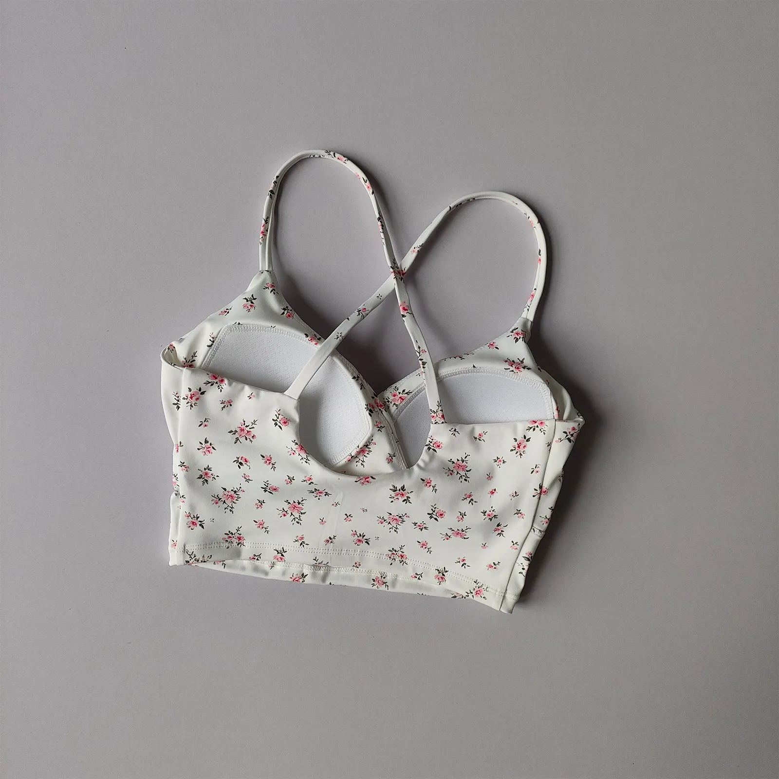Bedruckter Yoga-Sport-BH für Damen mit Brustpolstern, feststehender Cup, schöner Rückenpartie, Gym-Top für Lauf-BH, Fitness-Unterwäsche – Detail 5
