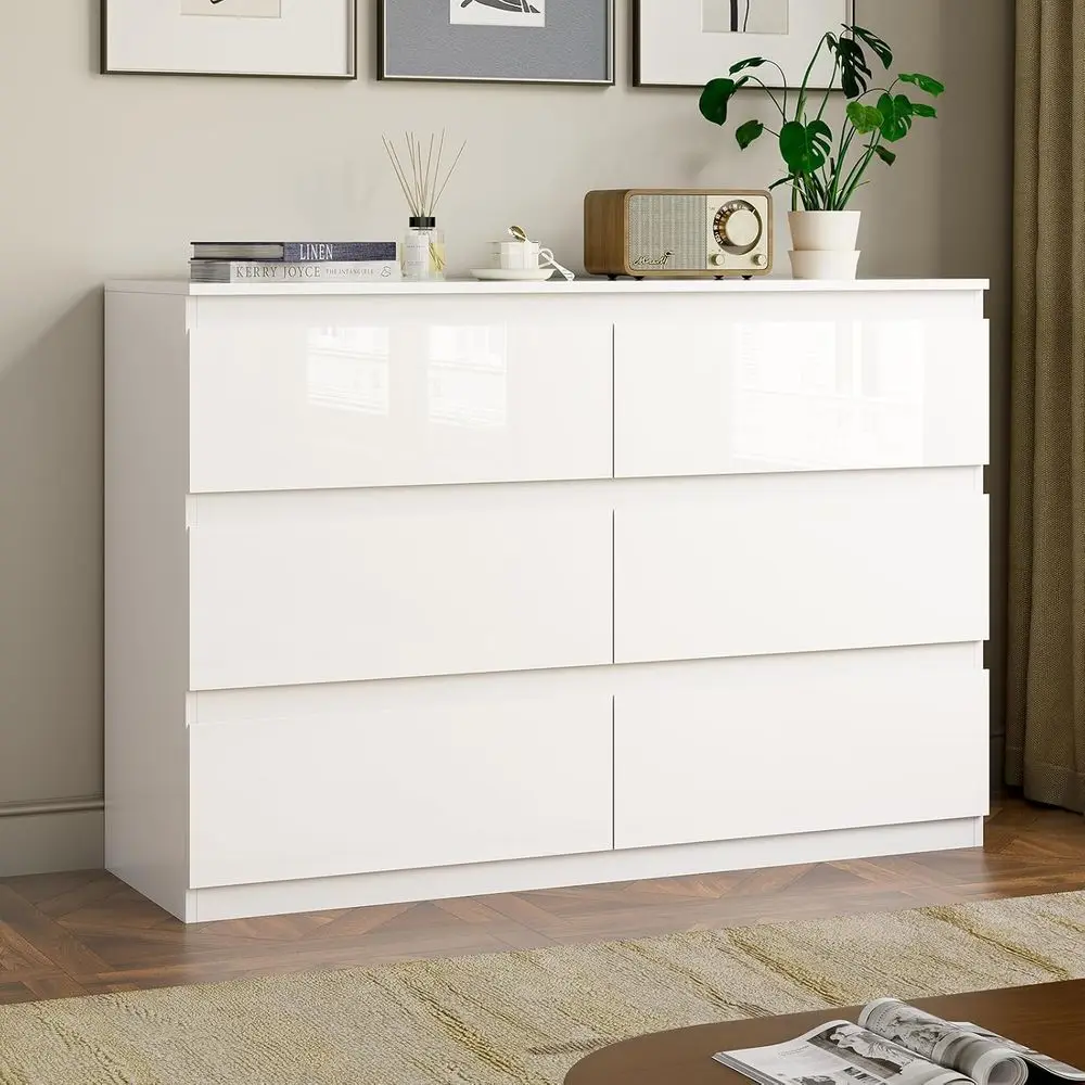 Wide Drawer Wooden Dresser for Bedroom or Living Room, Spacious Storage Chest, Ideal for Entryway and TV Stand (47 W x 15.4 D x