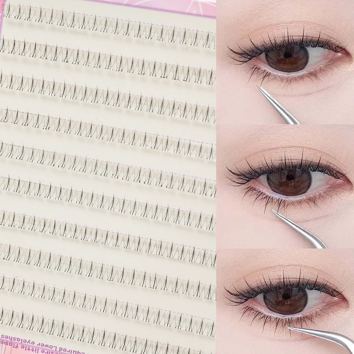 ไม่ต้องใช้กาวขนตาล่าง Fairy Fake LashesSegmented ธรรมชาติภายใต้ขนตามังงะด้านล่าง Lashes แต่งหน้าขนตาแต่งหน้าเครื่องมือ