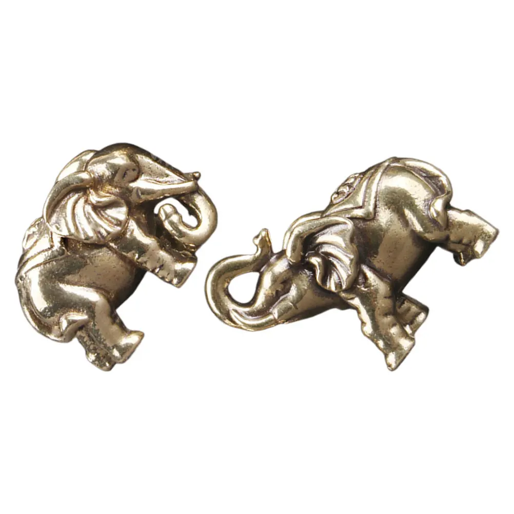 

Mini Pair Elephant Brass Figurines Smooth Edge Garden Decoration Living Accessories Bronze Sculpture Outdoor