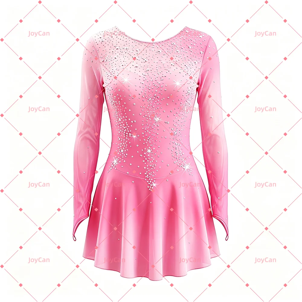 JoyCan Ice Figure  Skating  Dress Girls Optional colors Spandex Stretchy Mesh Competition Dance Wear Customized BD1634