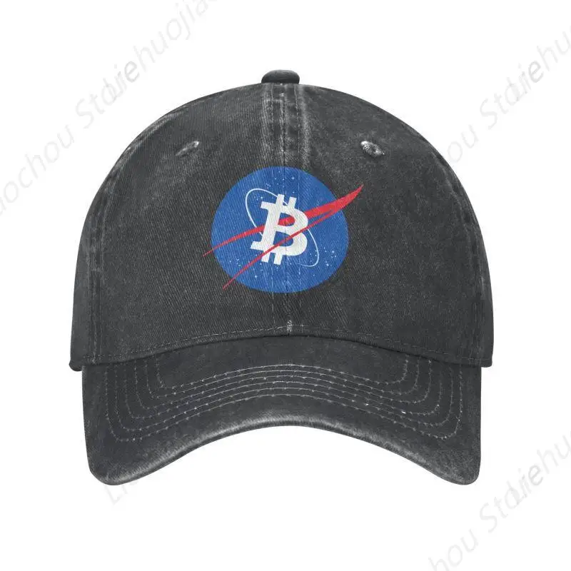 Punk Cotton Bitcoin Space Moon Baseball Cap for Women Men Adjustable BTC Crypto Coins Dad Hat Sun Protection