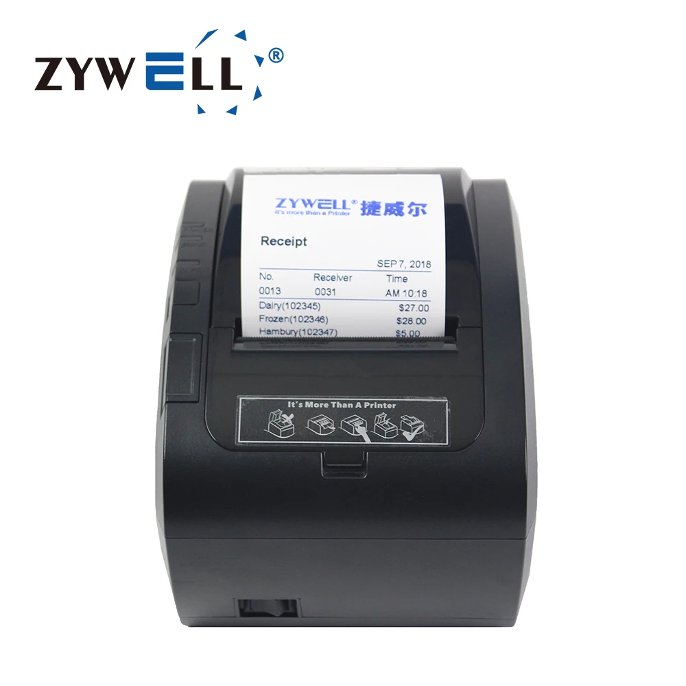 New Technology Dual Color Print Inkless Thermal Receipt Printer 80mm ZYWELL ZY306 Pos Printer