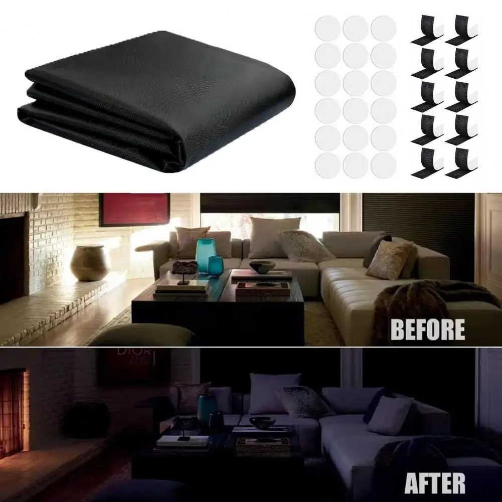 Blackout Curtains Diy Shapes Room Curtains Portable Blackout Curtains with Strong Hook Loop Tape Strips Adhesive for Baby