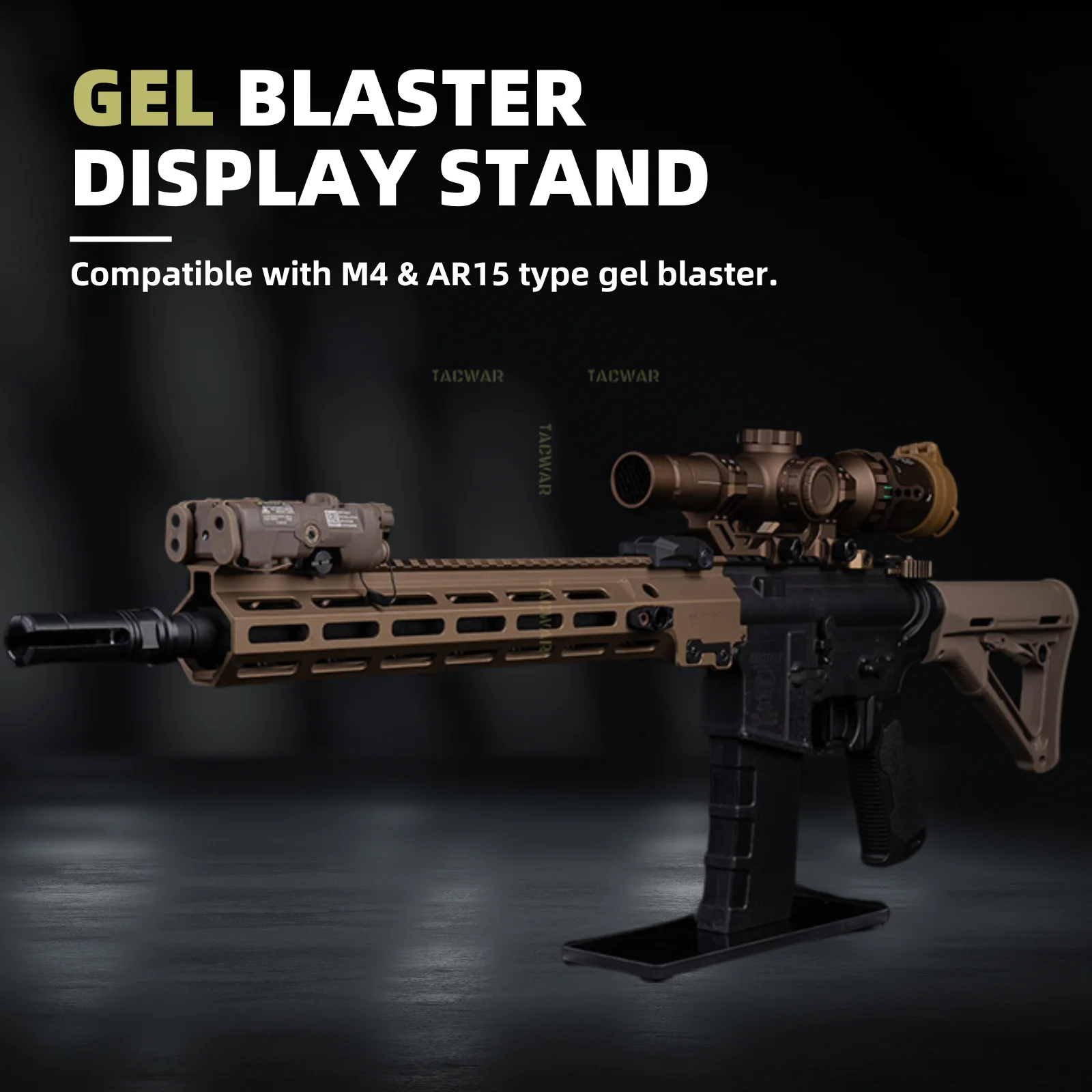 AR Rack(GEL) Display Stand with Glass Base Anti-slip Pad for M4&AR15, ABS Mag Style Rifle Stand for Airsoft Accessories