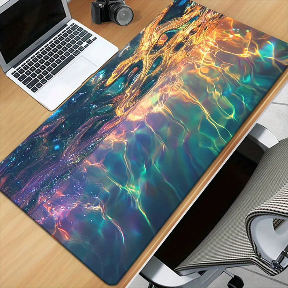 

Vibrant Iridescent Gaming Mouse Pad - Large Waterproof Desk Mat for PC & Laptop, Anti-Slip Rubber Base, Colorful Abstract Design
