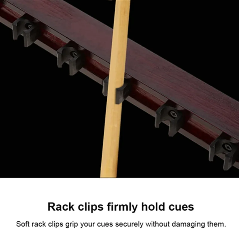 A48F-Pool Queue Halter Holz Snooker Wand Queue Pool Queue Halter Mit Clips Für 8 Queue Halter Weinrot