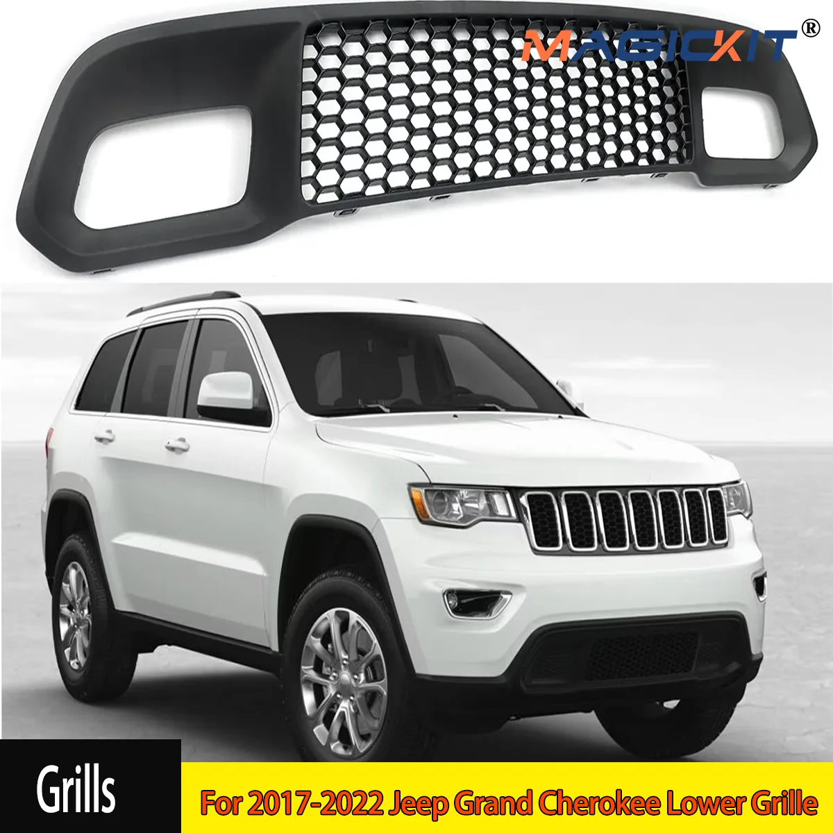 MAGICKIT For 2017-2022 Jeep Grand Cherokee Lower Grille Insert W/Tow Hook OEM 68310773AB car Accessories