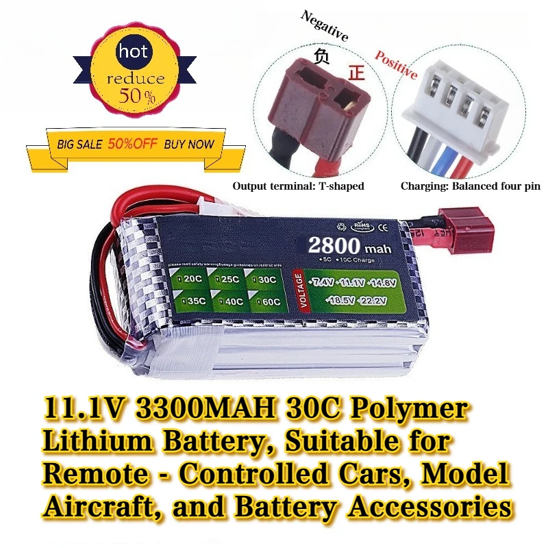 

11.1V 3300mAh 30C Li-Polymer Battery for Remote Control Cars and Model Airplanes