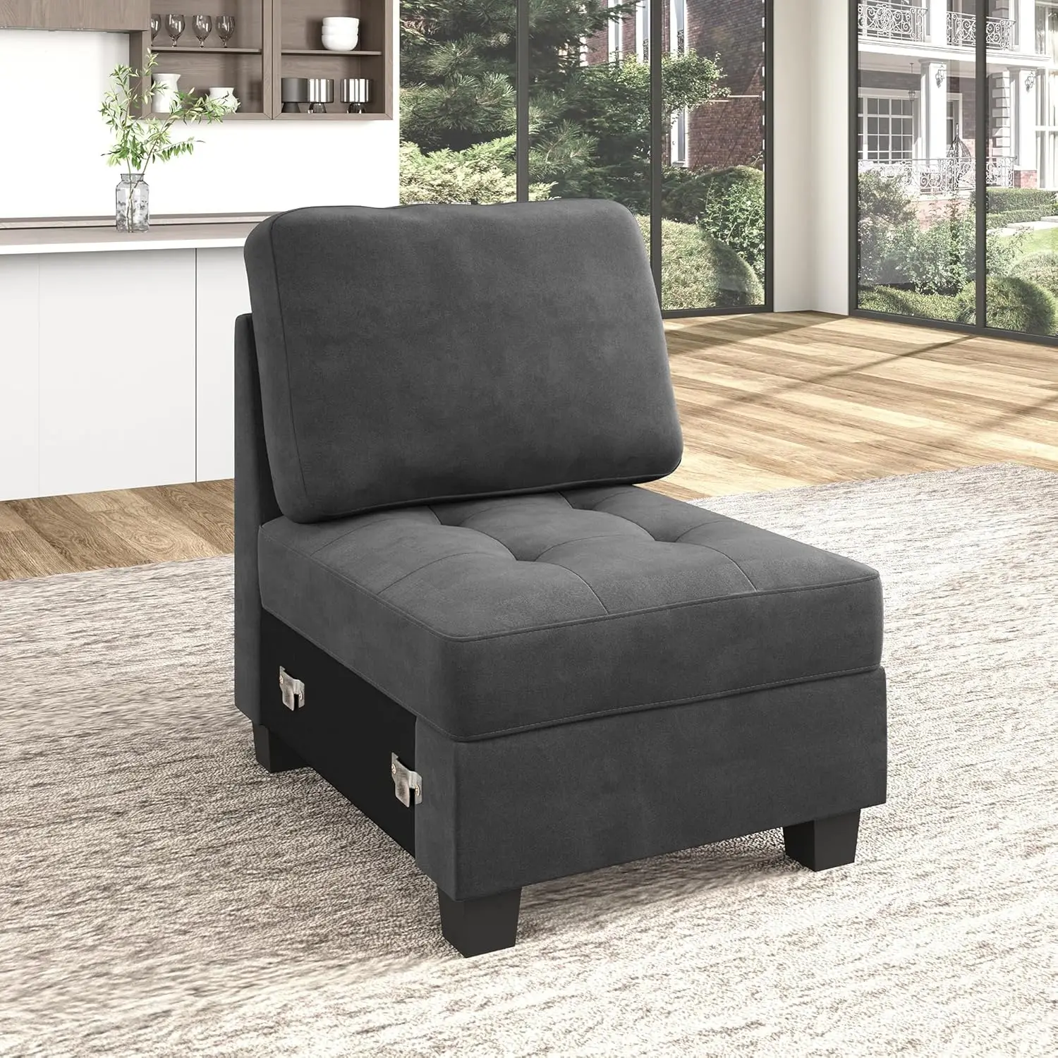 

Velvet Modular Sofa Armless Single Seat for Modular Sectional Sofa, Velvet Chair for Sectional Couch