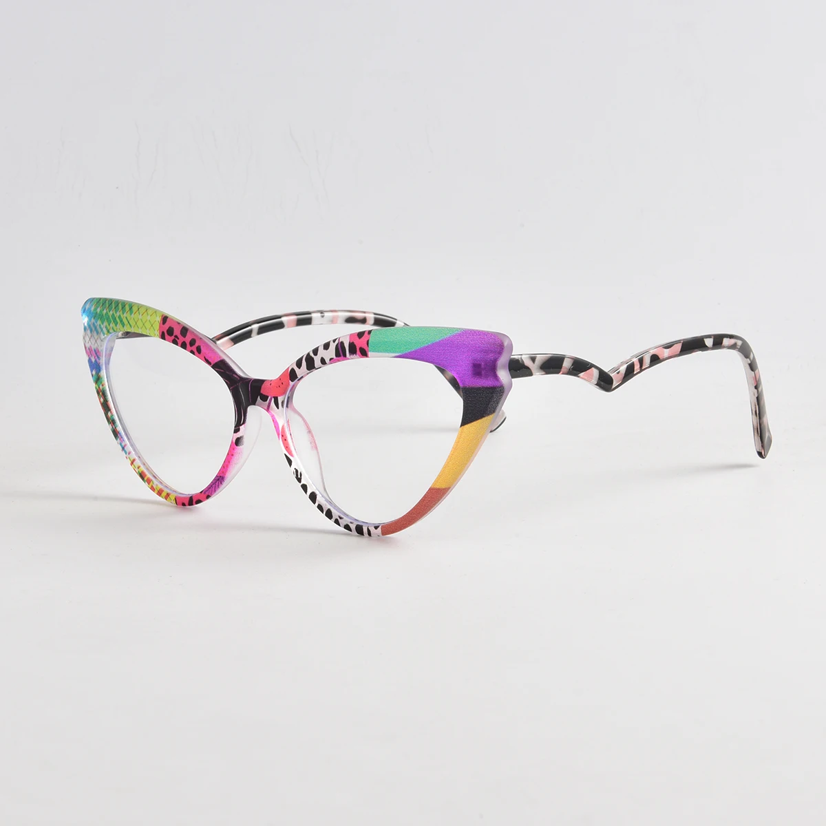 Nova moda colorida feminina olho de gato óculos de bloqueio de luz azul lentes plano personalizadas óculos transparentes para a saúde dos olhos