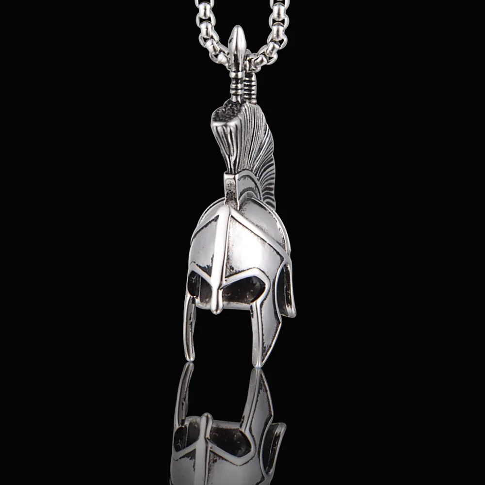 

Fashion Silver Vintage Men Spartan Necklace Stainless Steel Warriors Helmet Pendant Unique Amulet Jewelry Gift Dropshipping