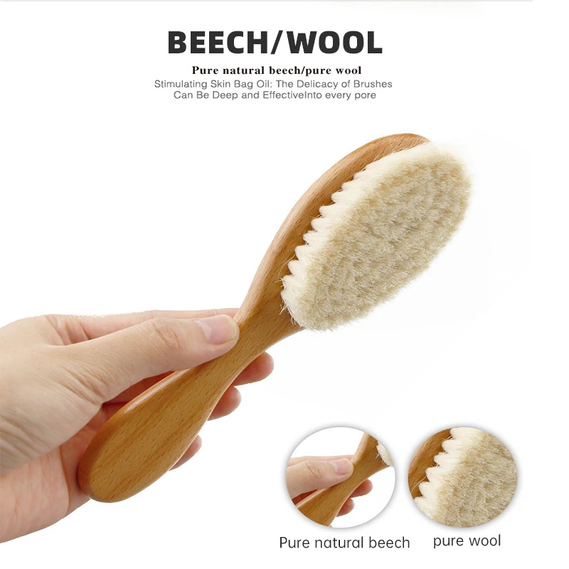 Wool Brush, Baby Brush, Shower Brush, Bath Brush, Massage, Hair Cushion, Beech Wood Air Cushion, Flat Comb Set