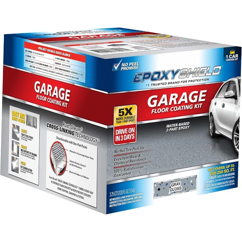 

251965 EPOXYSHIELD Garage Floor Coating, 1 Car Kit, Gray