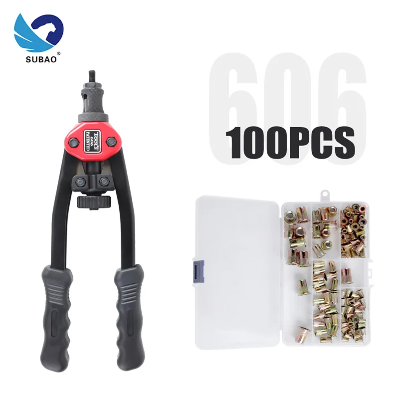 SUBAO BT606 rivet nut tool m3 M4 M5 M6, with 5 interchangeable mandrels, manual rivet nut installation tool, for 100 rivet nuts