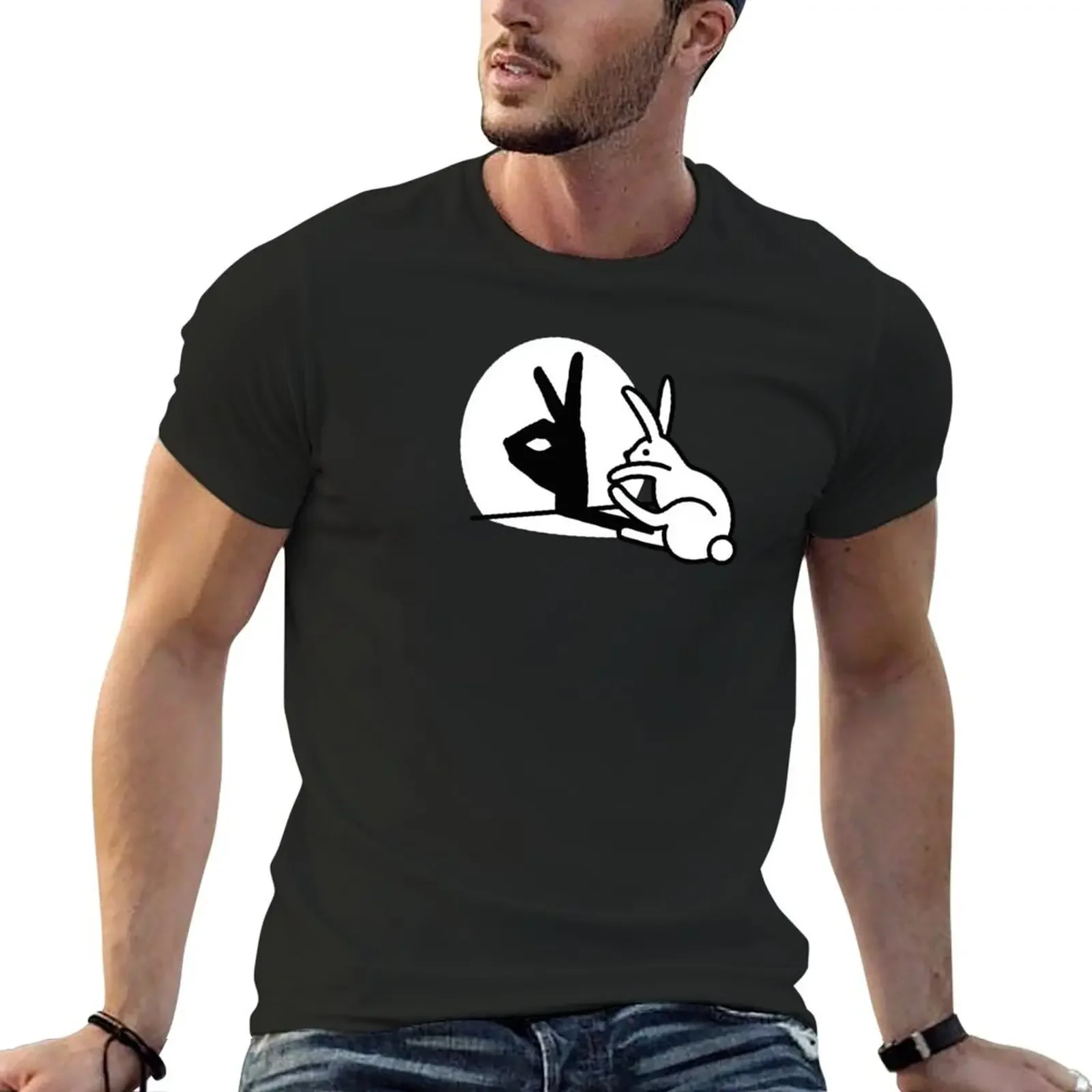 

Funny Rabbit hand shadow puppets humor pop art T-Shirt anime figures new edition graphic tee shirt men