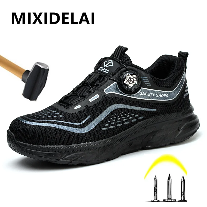 

Rotating Button Men Shoes Security Sneakers Steel Toe Shoes Puncture-Proof work Shoes Anti-smash Sport Safety Shoes Protective