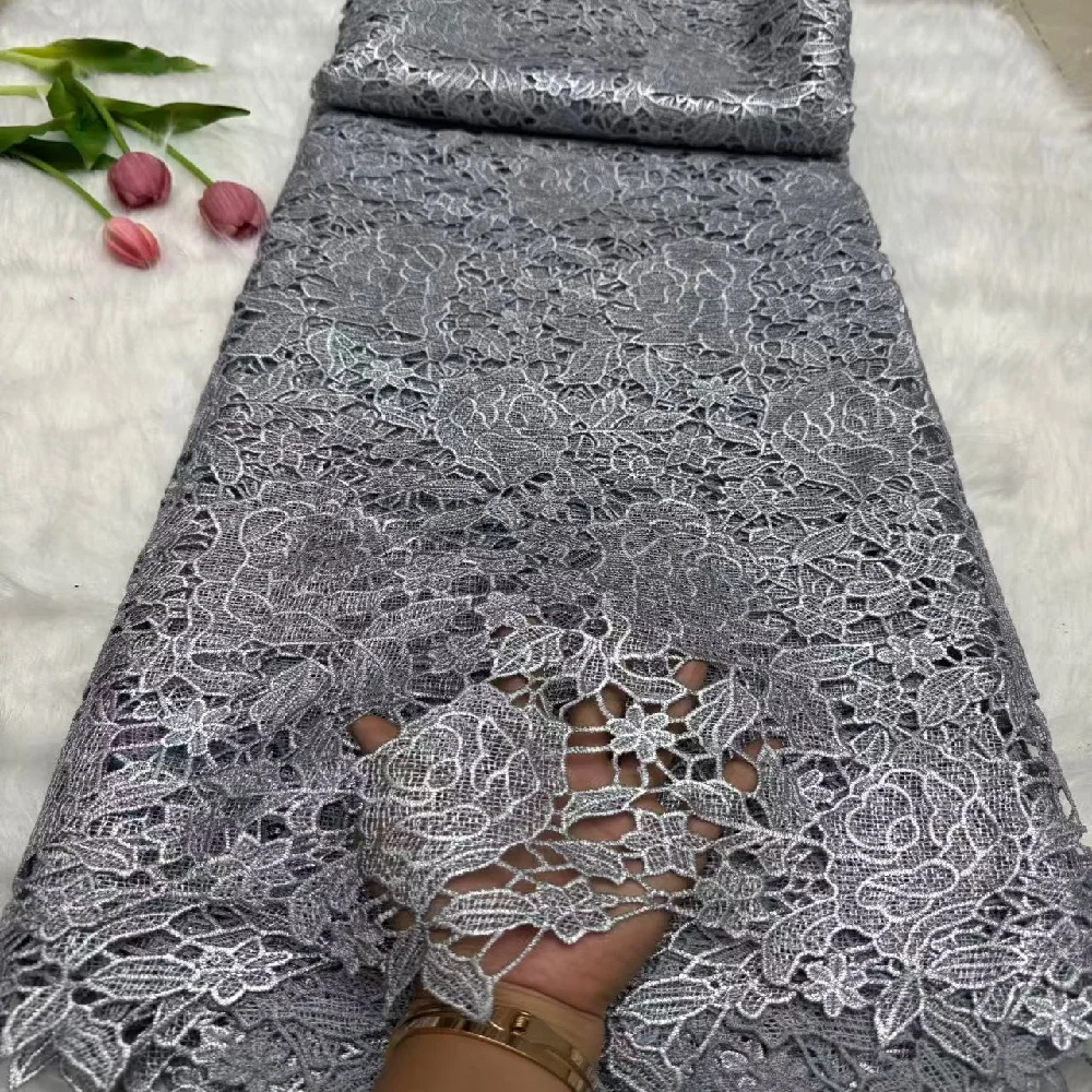 

African guipure cord lace fabric high quality embroidery african french guipure lace fabric for party women