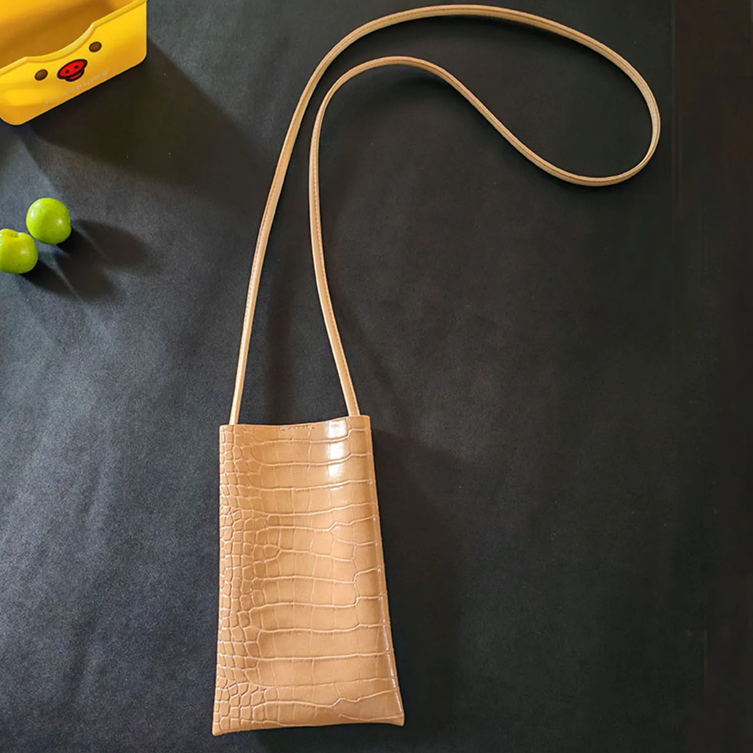 Lightweight Crossbody Phone Pouch for Women Elegant Minimalist Korean Style  Crocodile Patterned Compact Fashionable Bag view 5