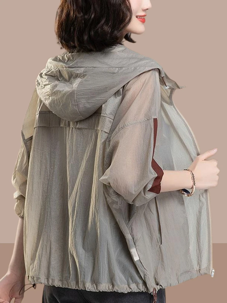 

Летняя женская одежда 2026: Тонкая верхняя одежда из ледяного шелка с защитой от УФ-излучения, легкая, модная, свободного кроя, из нейлонового волокна