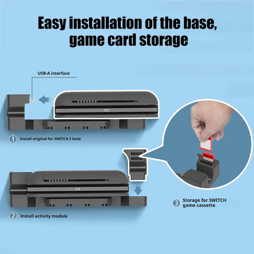 لمحطة شحن Switch Joy Con مع تثبيت مغناطيسي 4 وحدات تحكم للشحن المتزامن وتخزين بطاقة الألعاب وشحن LED