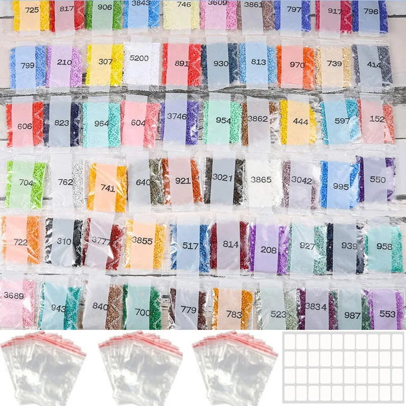 Diamond Drawing Tool DMC36 Color 60 Color Diamond Cube Round Diamond Bag Acrylic Diamond Bag Small Bag Set