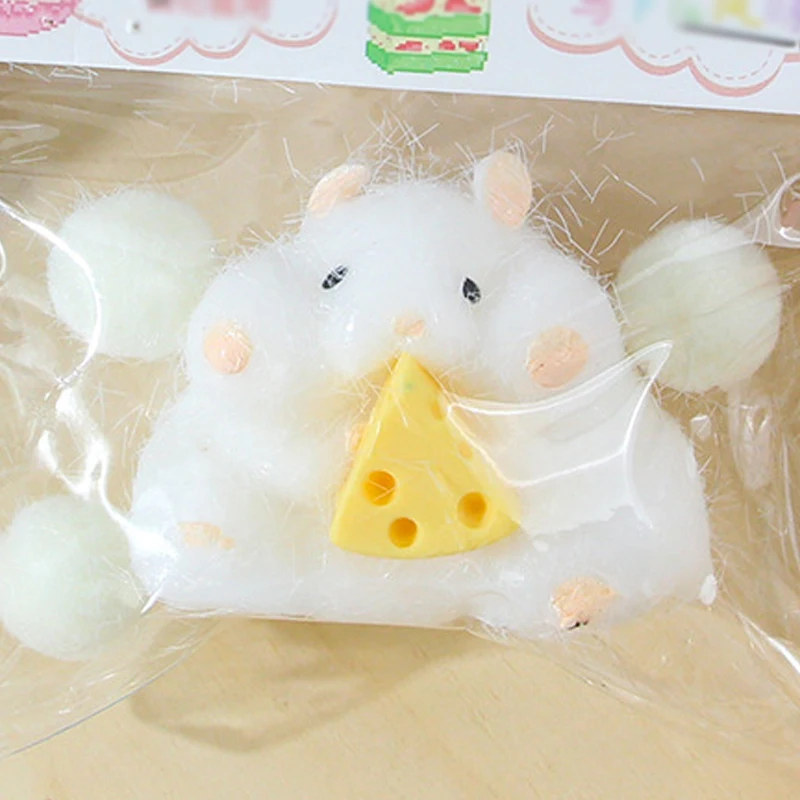 Brinquedos bonitos de hamster mole com queijo decoração de mesa engraçado alívio do estresse brinquedos de descompressão para crianças adultas