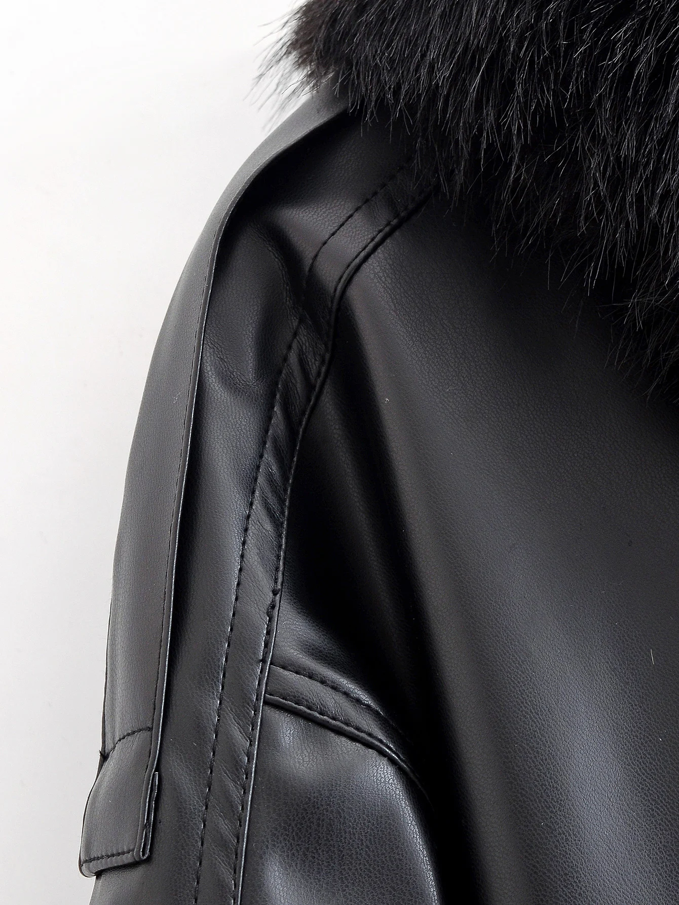 Chaqueta de piel sintética con cuello vuelto para mujer, abrigo de piel sintética de manga larga, chaquetas informales de moda para otoño