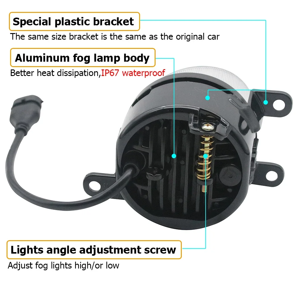 Led Fog Lights Lens White Yellow for GWM Haval H2 Facelift 2015 2016 2017 2018 2019 2020 2021 Optional Angel Eyes Ring DRL Halo detail image 5