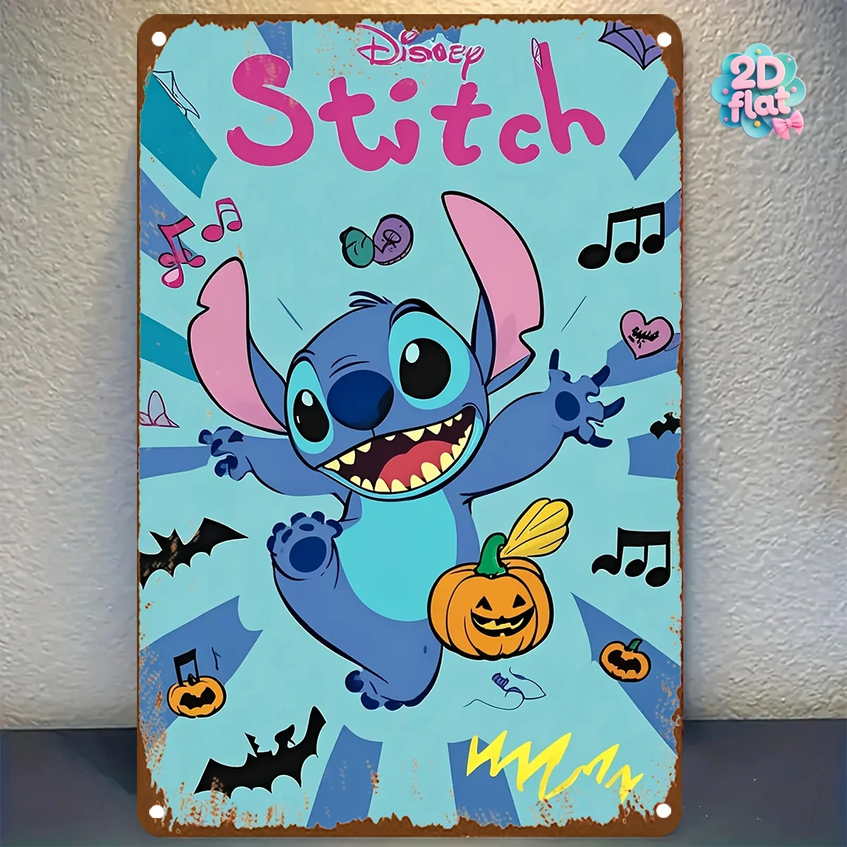 لوحة فنية جدارية معدنية مسطحة ثنائية الأبعاد، قطعة واحدة - لافتة زخرفية حديدية مرخصة رسميًا، مقاس 8 × 12 بوصة، تصميم كرتوني نابض بالحياة مع Mus #1