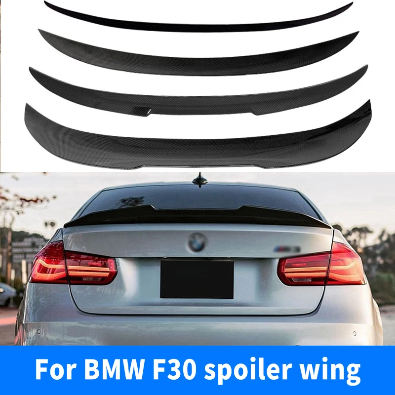 For BMW 3 Series F30 F80 2013-2019 Carbon Fiber Rear Bumper Lip Trunk Spoiler MP M3 M4 PSM Style Wing Tail Kit Gloss Black