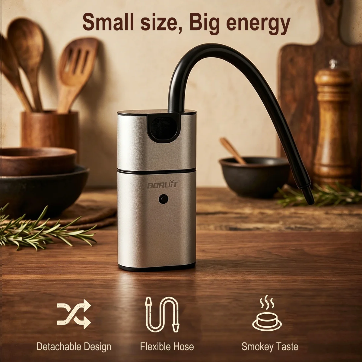 BORUiT SK302 Portable Molecular Cuisine Smoking Gun Smoke Infuser Food Cold Smoke Generator Meat Burn Smokehouse Cooking for BBQ