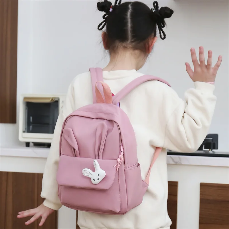 Ransel anak SD telinga kelinci, ransel tiga dimensi anak perempuan ringan lucu