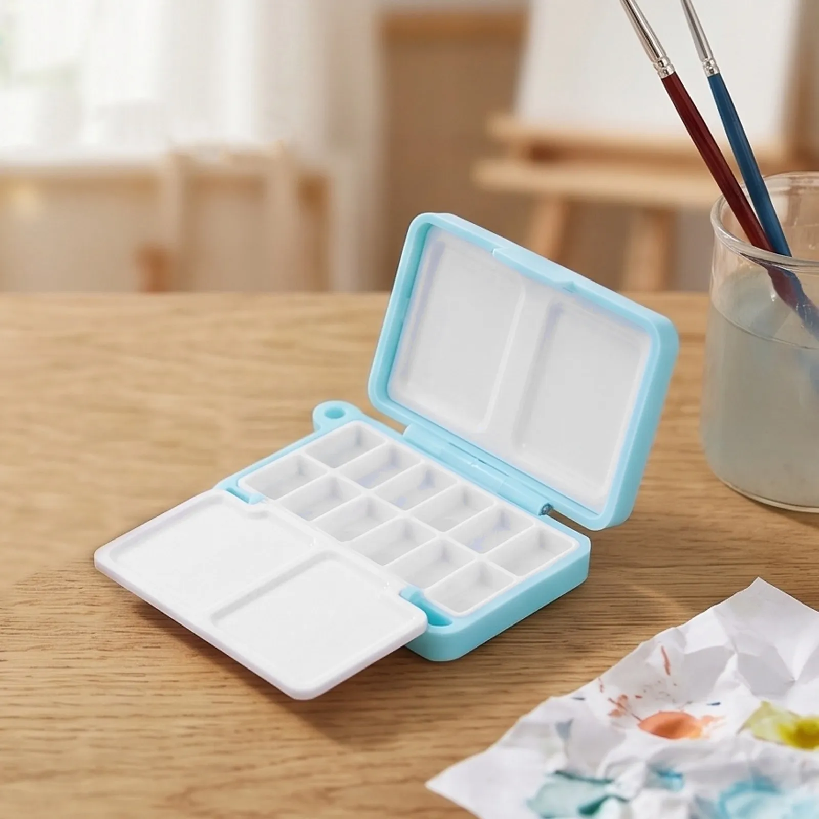 Paint Storage Box Palette Portable Watercolor Mixing Travel Halloween Christmas New Year Mini Paint Palette Box Colors