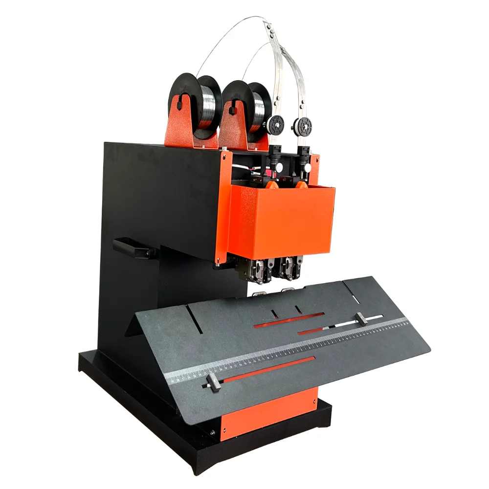 

Electric Double Hohner Head Flat Binding Saddle Stitching Wire Booklet Maker Machine