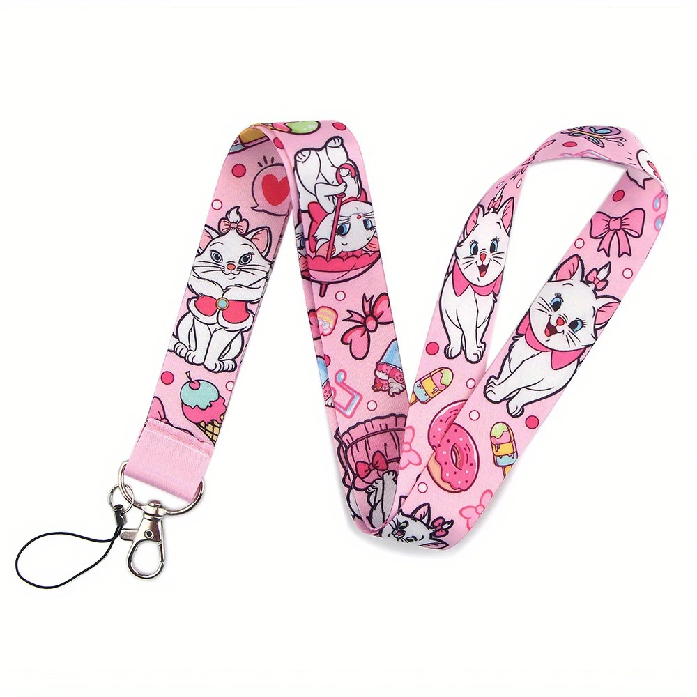 Marie Cat cordino The Aristocats Neck Strap corda per telefono per chiave ID Card Badge Holder portachiavi Hang Rope Lariat Lasso