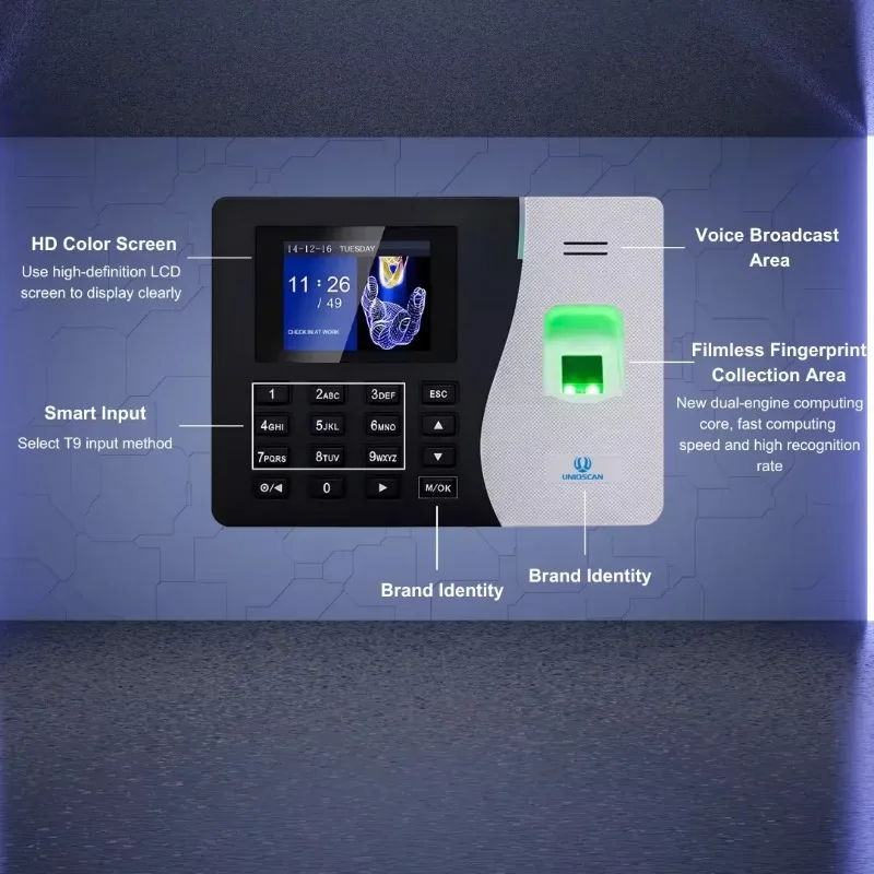 Fingerprint Biometric Time Recorder, Wi-Fi, Employee AttChimney System, tempo preciso dentro e fora de rastreamento