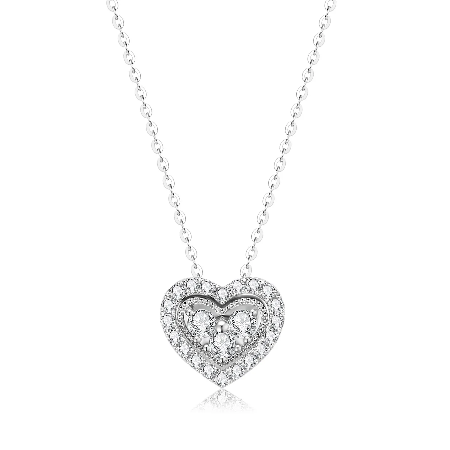 18K White Gold NGIC/NGTC Lab Grow Diamonds Heart Shape Necklace Elegant Charming Women Fine Jewelry