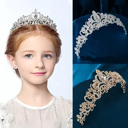 Elegant Girls Baroque Vintage Crystal Rhinestone Tiaras Queen Princess Crowns Kid Diadems Wedding Hair Accessories Women Jewelry