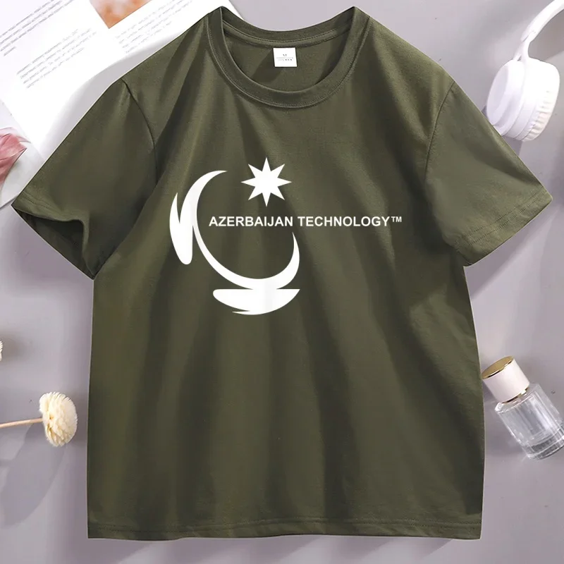 Azerbaijan Technology Meme T-Shirt Cotton Short Sleeved T Shirt Round Neck Loose and Base TShirt for Men Women Basic Tee