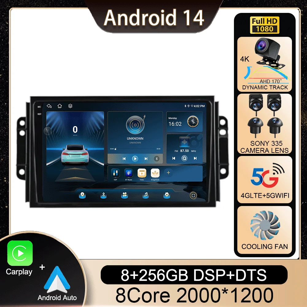 Android 14 Carplay For Chery Tiggo 3 3X Tiggo 2 2016-2020 Car Radio Multimedia Video Player GPS Navigation Stereo 2din DVD Audio