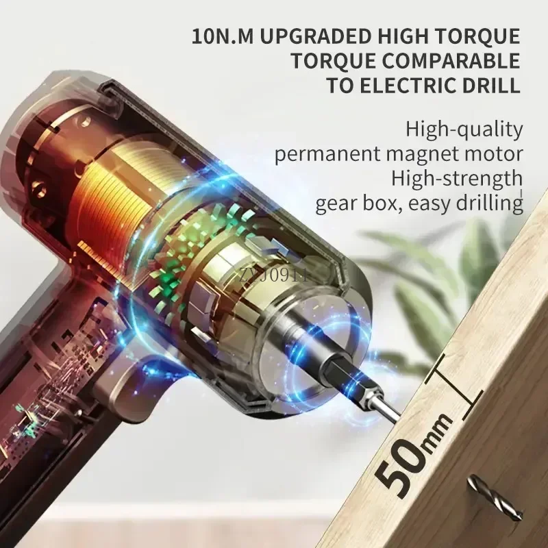 Cordless Electric Screwdriver Kit, 3.6V, 5, 10N.m, Large Torque, Rechargeable Screw Driver, 1500mAh Household Repair Power Tools