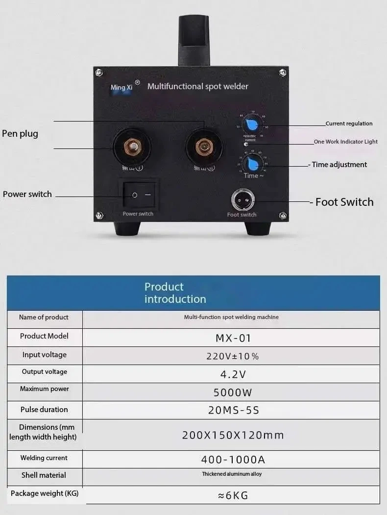 Lithium Battery Spot Welding Machine 18650 Touch Welding DIY Small Nickel-plated With Foot Switch and Split Spot Welding Pen